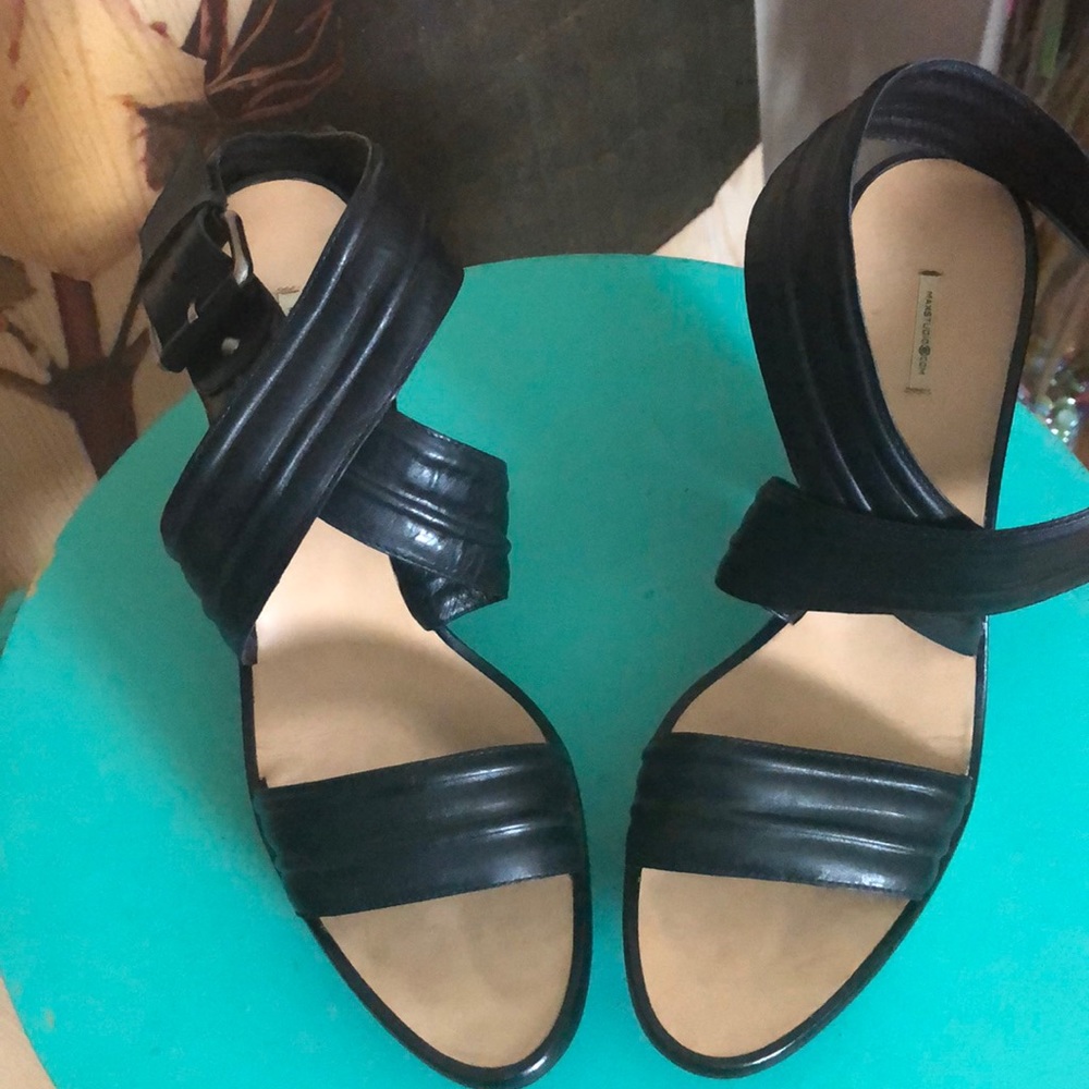 Black leather platform